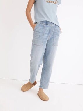 Madewell Pull-On Relaxed Jeans Lisford Wash Elastic Waist Straight Leg Boyfriend